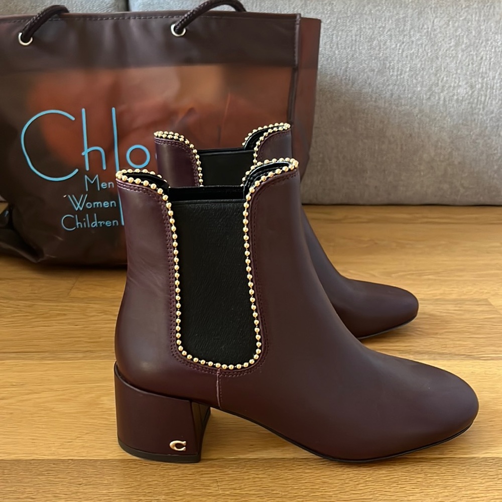 Coach deep purple booties, size 6